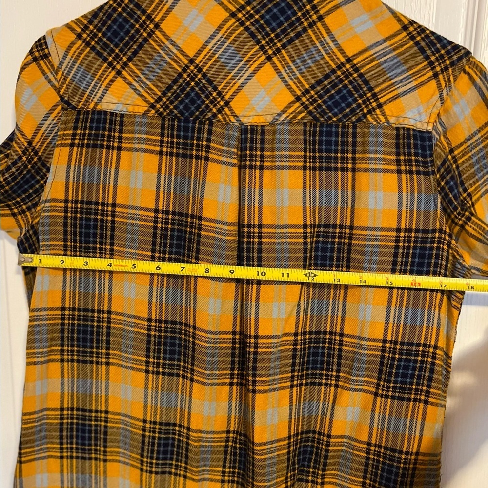 Workshop Republic Clothing Mustard Yellow and Blue Plaid Button Down Shirt - Picture 4 of 8